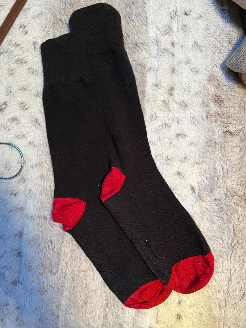 Men's Black Socks with Red Heel & Toe - Classic Contrast